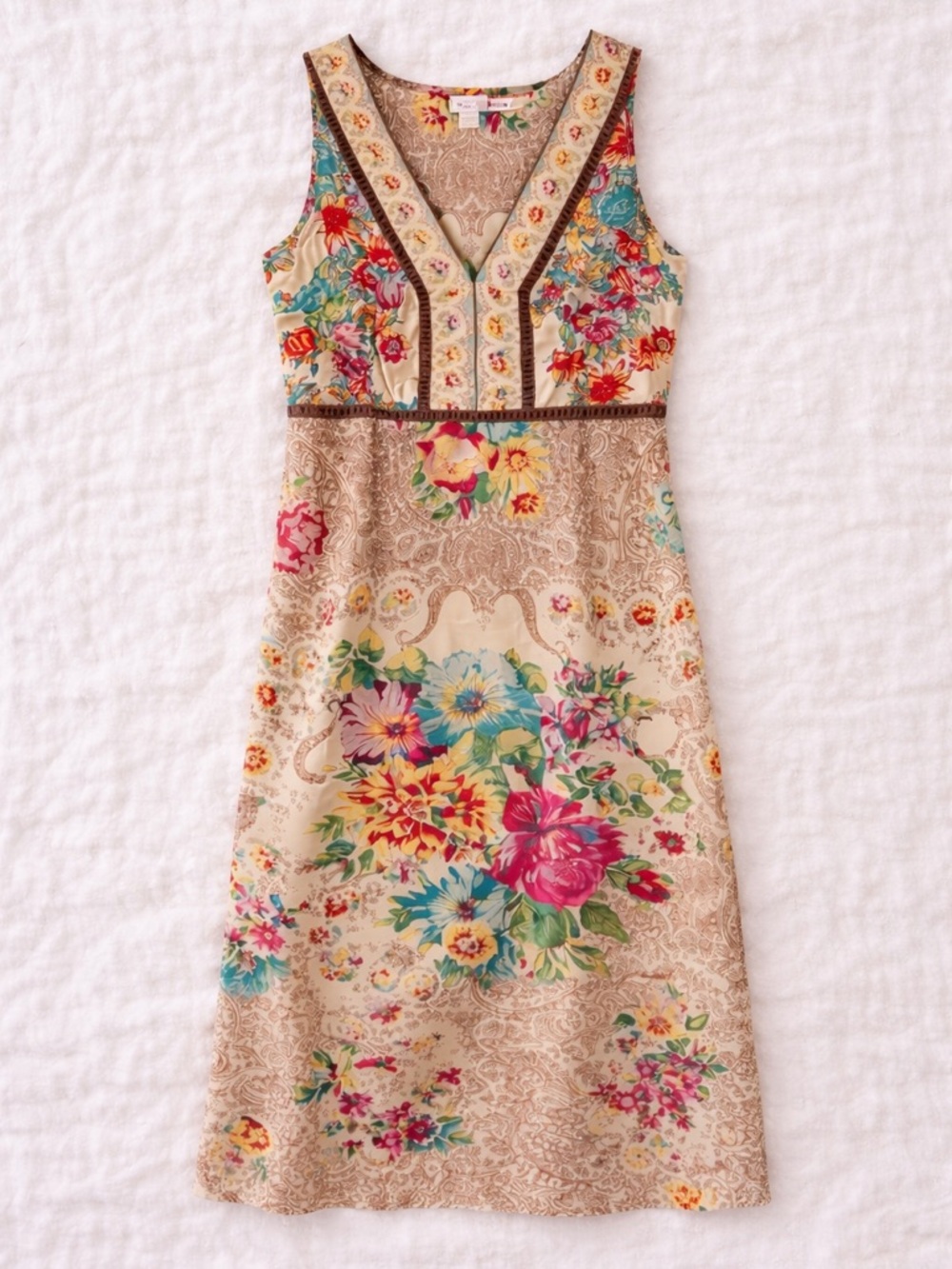 Plenty Tracy Reese 100% Silk Floral Boho Shift Dress Size 2